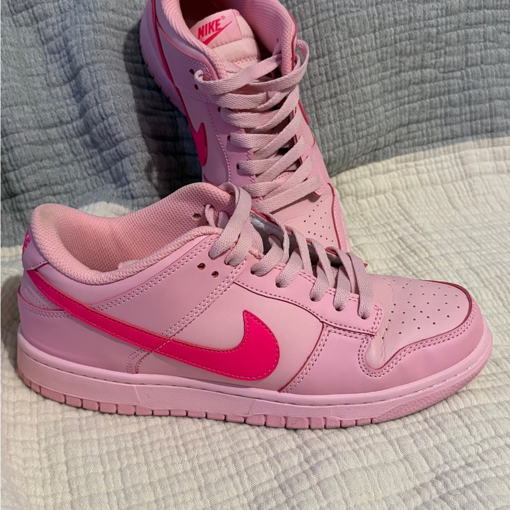 Nike Women's Pink Low-Top Sneakers with Hot Pink Swoosh